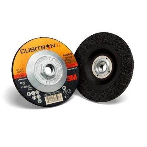 3M Cubitron Ii Depressed Center Grinding Wheel, T27, 4-1/2"X1/4"X5/8"-11 76308-64320